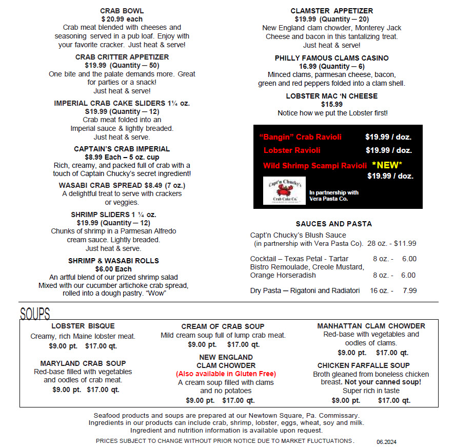 captn chuckys north wildwood menu - Capt'n Chucky's North Wildwood